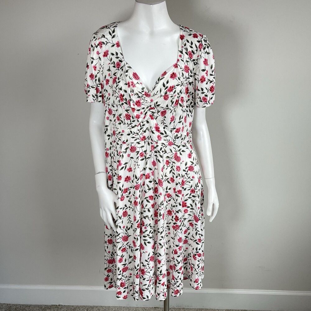 Torrid Challis Floral Dress Flutter Sleeves 2X Milkmaid Cottage Resort Vacation
